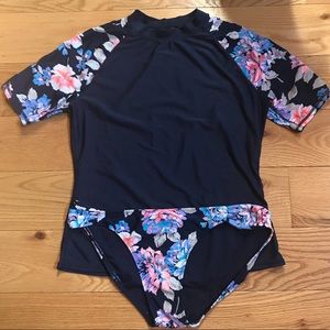 Old Navy Swim set sun shirt bikini bottoms floral